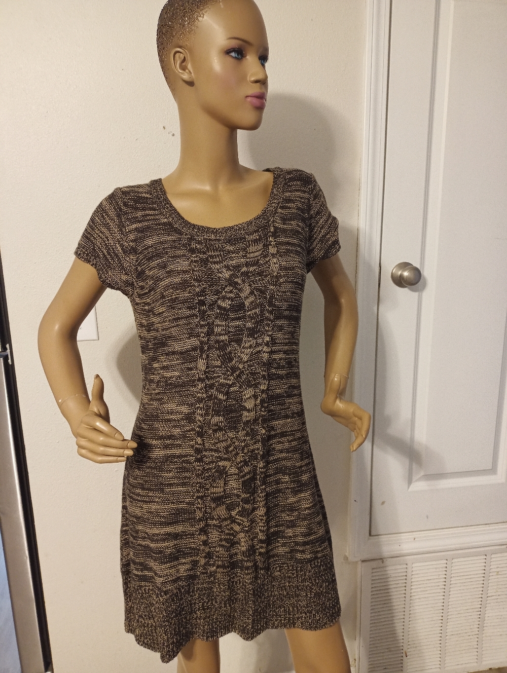 lei Marled Brown and Black Knit Dress